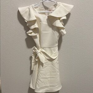 GB Girls Cream Formal Dress with Ruffle Sleeves